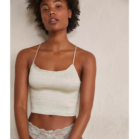 Free People Tops - Free People Intimately RIGHT ON TIME Smocked Satin Tank Top Light Green L NWOT